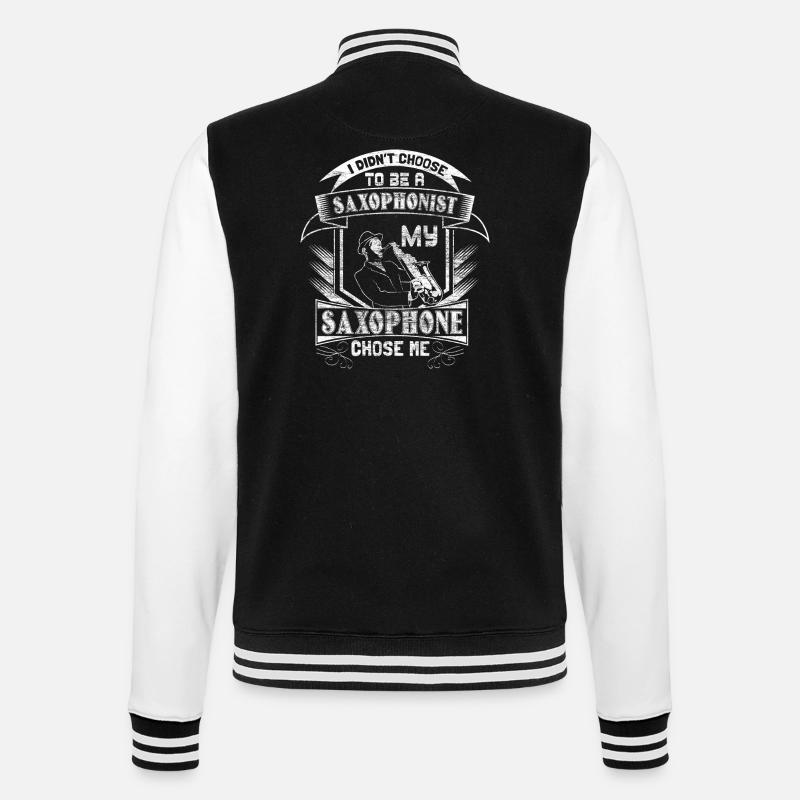 Saxophone Jazz Gift - College Sweat Jacket - black/white