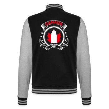Idée cadeau du drapeau canadien du Canada - Veste Teddy - noir/gris chiné - Dos - Marisol (170cm)