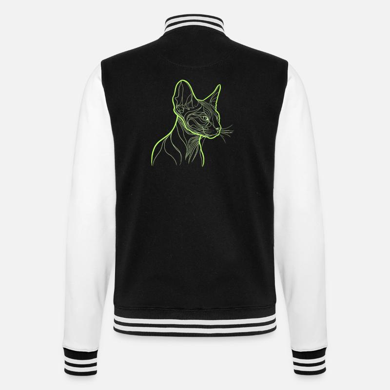 Chat sphinx line art - Veste Teddy - noir/blanc