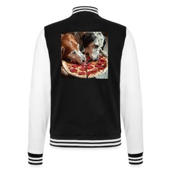 two dogs eating salami pizza - College Sweat Jacket - black/white - Back - Marisol (170cm)