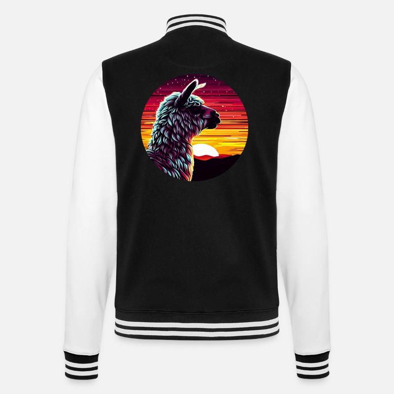 Lama Alpaca Sunset Side View - College Sweat Jacket - black/white