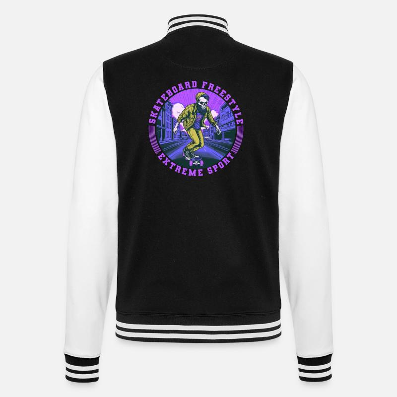 Cool Skull Skeleton Skateboard Skater - Veste Teddy - noir/blanc
