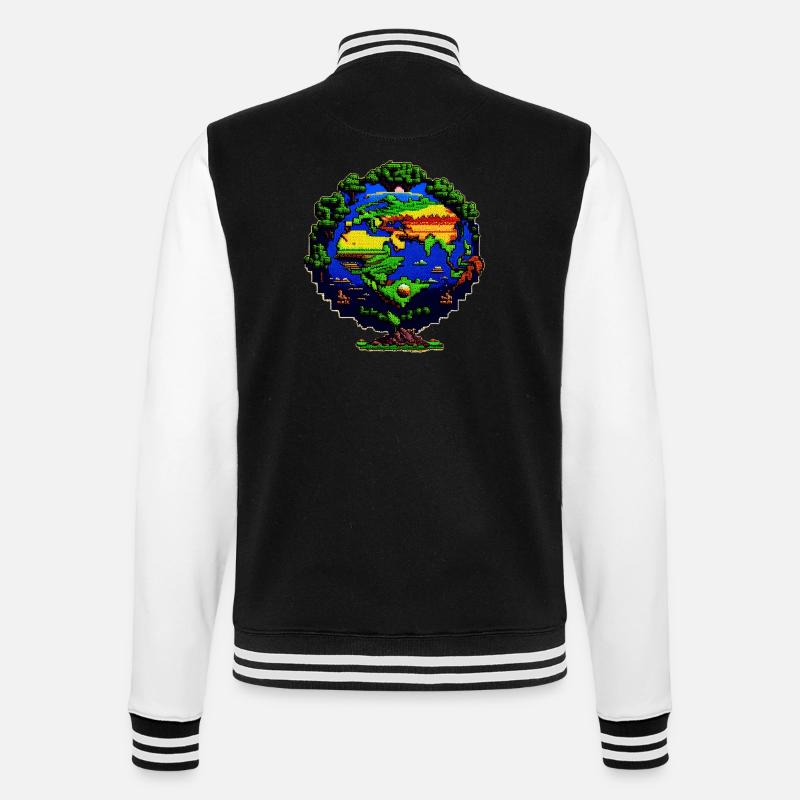 Die Erde in Pixelkunst - College-Sweatjacke - Schwarz/Weiß