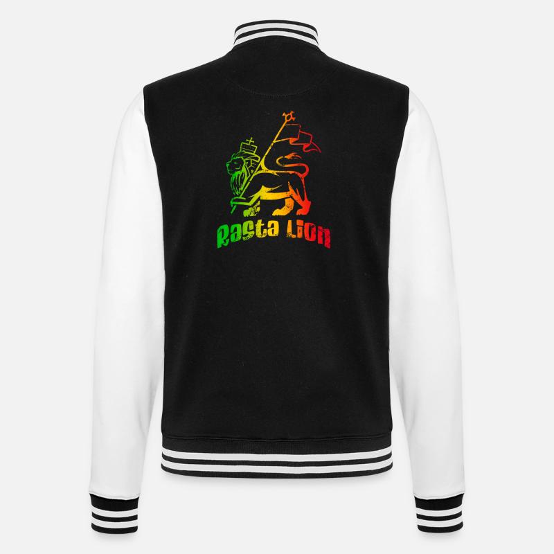 Rasta-Löwe - College-Sweatjacke - Schwarz/Weiß