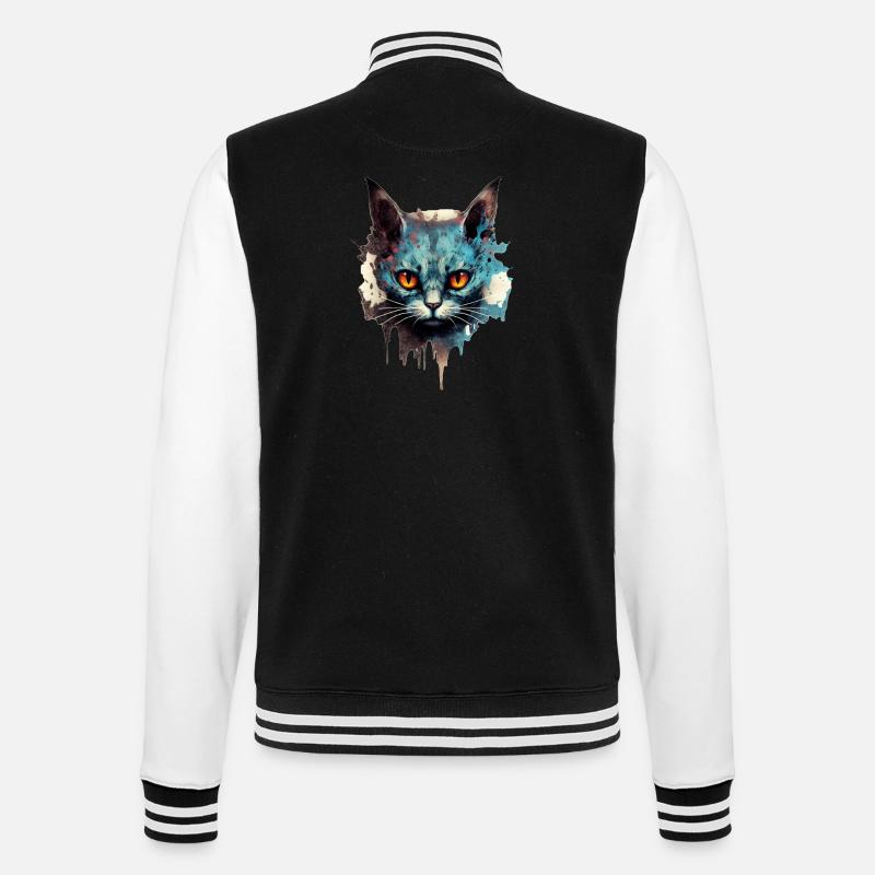 Katze - College-Sweatjacke - Schwarz/Weiß