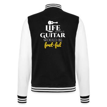 Fret-fully Funny: Celebrating Life with Guitars - College Sweat Jacket - black/white - Back - Marisol (170cm)