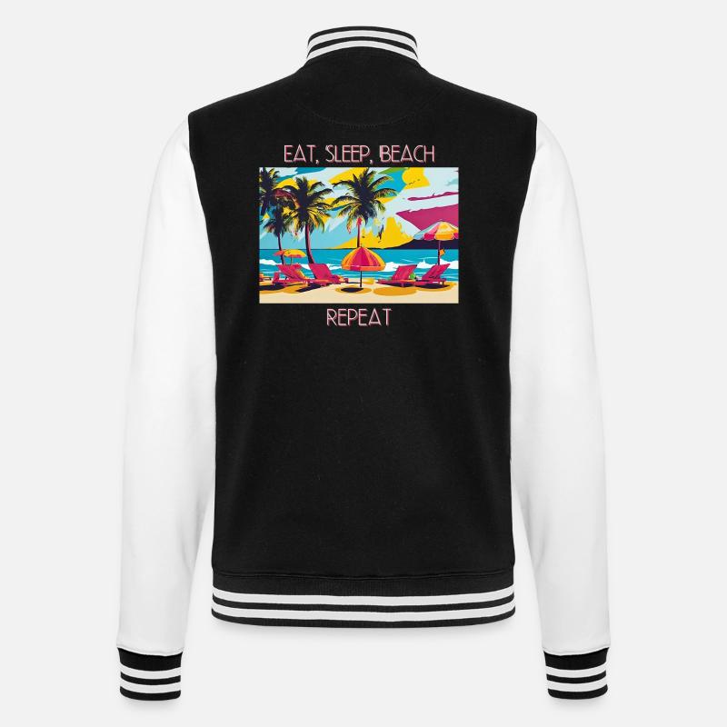 Eat, Sleep, Beach, Repeat - College Sweat Jacket - black/white