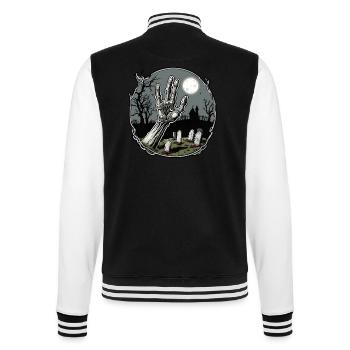 Main de zombie / Halloween / doigt / terre / morts-vivants - Veste Teddy - noir/blanc - Dos - Marisol (170cm)