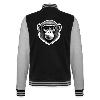 Monkey / Animal / Zoo / Chimpanzee / Wild / Comic - College Sweat Jacket - black/heather grey - Back - Marisol (170cm)
