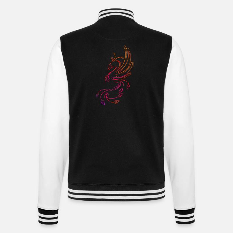 Phénix line art coloré - Veste Teddy - noir/blanc
