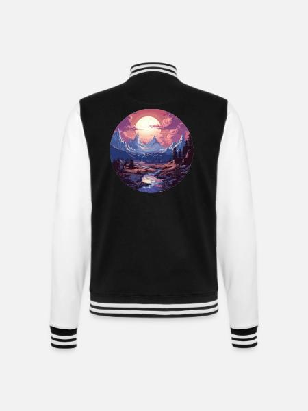Landscape - Illustration - College Sweat Jacket - black/white