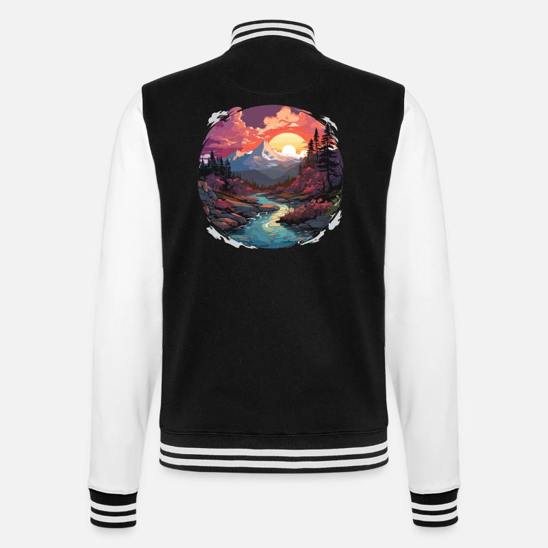 Paysage - Illustration - Veste Teddy - noir/blanc