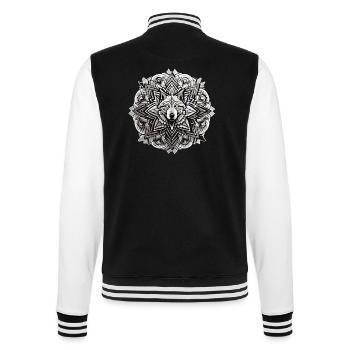 Wolf Mandala Indianer Design - College-Sweatjacke - Schwarz/Weiß - Hinten - Marisol (170cm)