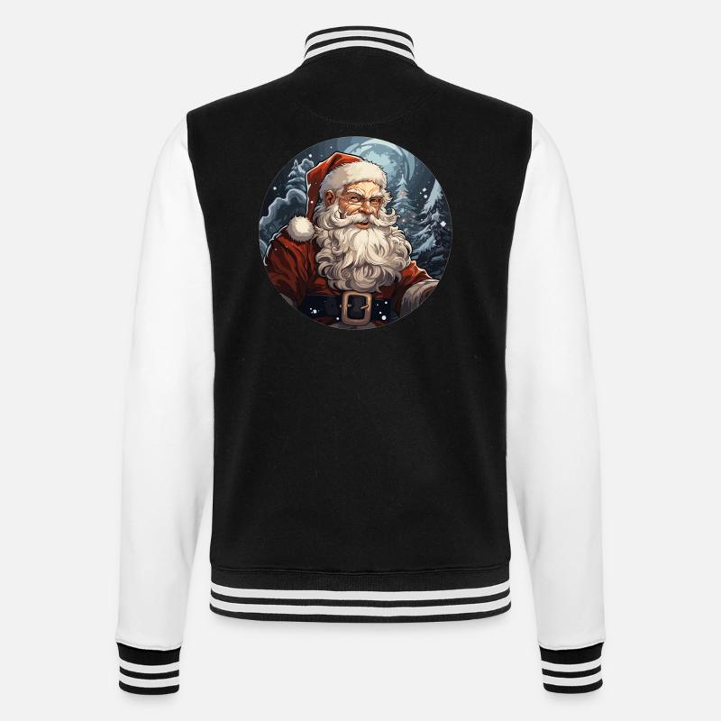 Weihnachtsmann - Illustration - College-Sweatjacke - Schwarz/Weiß