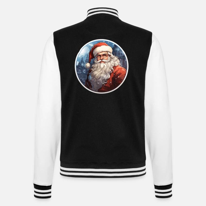 Weihnachtsmann - Illustration - College-Sweatjacke - Schwarz/Weiß