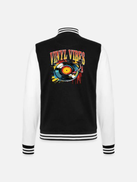 Vinyl Schallplatte Platte LP Plattenspieler Retro - College-Sweatjacke - Schwarz/Weiß