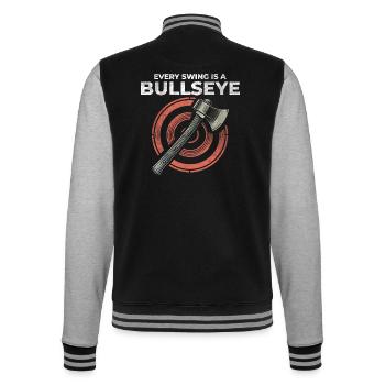 Axt Werfen Axt Werfer Holzfäller Lustiges Bullseye - College-Sweatjacke - Schwarz/Grau meliert - Hinten - Marisol (170cm)