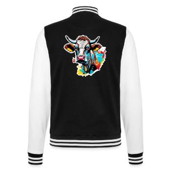 Braune Kuh / Tier / Milch / Bauernhof / Stall - College-Sweatjacke - Schwarz/Weiß - Hinten - Marisol (170cm)