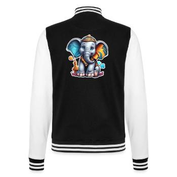 Éléphant / Animal / Safari / Zoo / Afrique / Arabe - Veste Teddy - noir/blanc - Dos - Marisol (170cm)