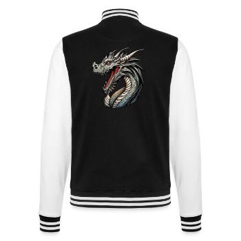 Dragon / Animal / Fire / Mythical Creatures / Fairy Tale - College Sweat Jacket - black/white - Back - Marisol (170cm)