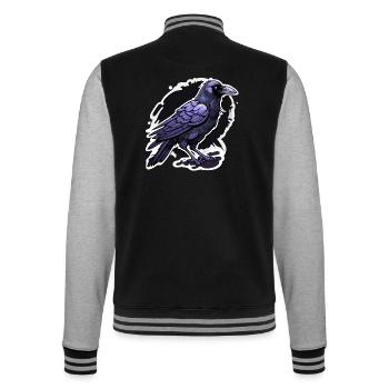 Corbeau / Oiseau / Animal / Vol / Plumes / Ailes - Veste Teddy - noir/gris chiné - Dos - Marisol (170cm)