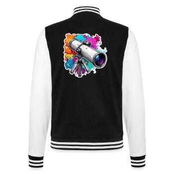 Telescope / Telescope / Astronomy / Starry Sky - College Sweat Jacket - black/white - Back - Marisol (170cm)