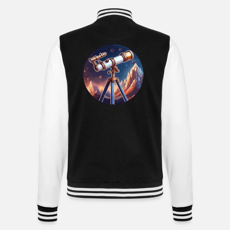 Telescope / Telescope / Astronomy / Starry Sky - College Sweat Jacket - black/white