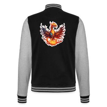 Phoenix / Vogel / Tier / Fabelwesen / Feuer - College-Sweatjacke - Schwarz/Grau meliert - Hinten - Marisol (170cm)