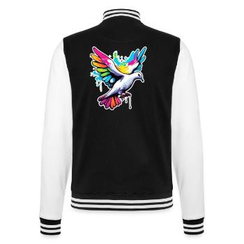 Dove of Peace / Bird / Animal / Flying / Wedding - College Sweat Jacket - black/white - Back - Marisol (170cm)