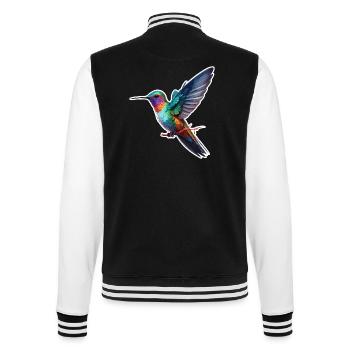 Hummingbird / Bird / Animal / Flying / Wings / Feathers - College Sweat Jacket - black/white - Back - Marisol (170cm)