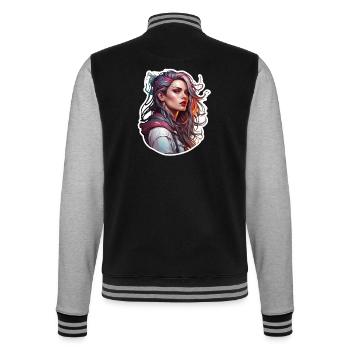 Rocker Girl / Punk Rock / Woman / Colorful Hair / Cool - College Sweat Jacket - black/heather grey - Back - Marisol (170cm)