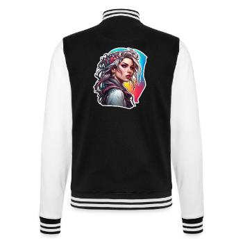 Rocker Girl / Punk Rock / Woman / Colorful Hair / Cool - College Sweat Jacket - black/white - Back - Marisol (170cm)