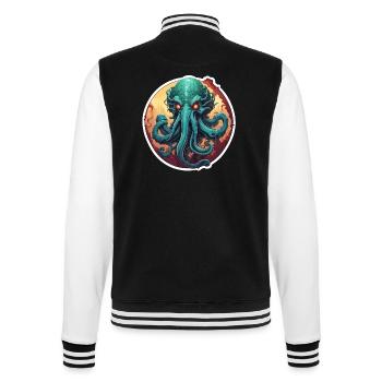 Cthulhu / Demon / Fantasie / Horror / tentakelig - College-Sweatjacke - Schwarz/Weiß - Hinten - Marisol (170cm)