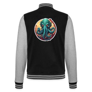 Cthulhu / Demon / Fantasy / Horror / Tentacle - College Sweat Jacket - black/heather grey - Back - Marisol (170cm)