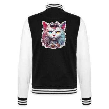 Cool Cat / Funny / Animal / Pet / Crazy - College Sweat Jacket - black/white - Back - Marisol (170cm)