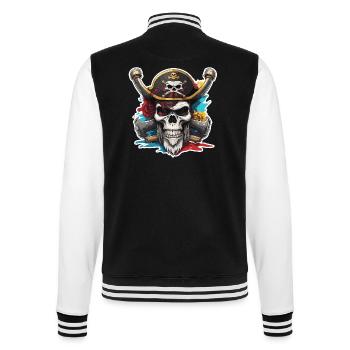 Skull / Pirate / Skull / Skull / Death / Logo - College Sweat Jacket - black/white - Back - Marisol (170cm)