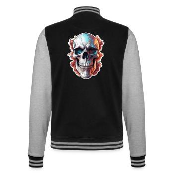 Totenkopf / Pirat / Skull / Schädel / death / Logo - College-Sweatjacke - Schwarz/Grau meliert - Hinten - Marisol (170cm)