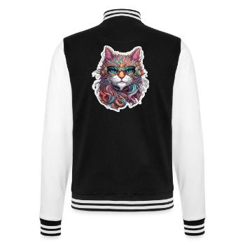 Cool Cat / Funny / Animal / Pet / Crazy - College Sweat Jacket - black/white - Back - Marisol (170cm)