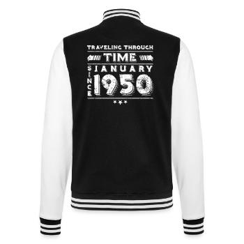 Vintage Time Travel anniversaire Design janvier 1950 - Veste Teddy - noir/blanc - Dos - Marisol (170cm)