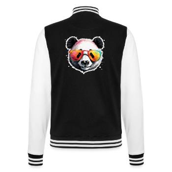 Panda / Tier / Zoo / Bambus / Wild / Kindlich - College-Sweatjacke - Schwarz/Weiß - Hinten - Marisol (170cm)