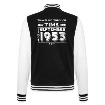 Vintage Time Travel anniversaire Design septembre 195 - Veste Teddy - noir/blanc - Dos - Marisol (170cm)