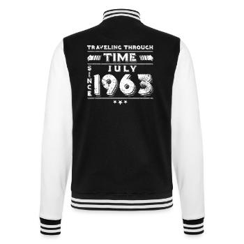 Vintage Zeitreise Geburtstags Design Juli 1963 - College-Sweatjacke - Schwarz/Weiß - Hinten - Marisol (170cm)