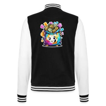 Geldsack / Scheine / Münzen / Zaster / Vermögen - College-Sweatjacke - Schwarz/Weiß - Hinten - Marisol (170cm)