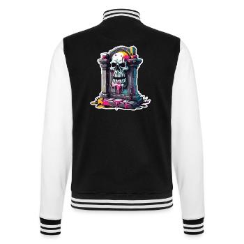 Grabstein / Erinnerung / Ruhe / Unvergessen / tot - College-Sweatjacke - Schwarz/Weiß - Hinten - Marisol (170cm)