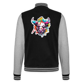 Taureau / Taureau / Animal / Cornes / Tauromachie - Veste Teddy - noir/gris chiné - Dos - Marisol (170cm)