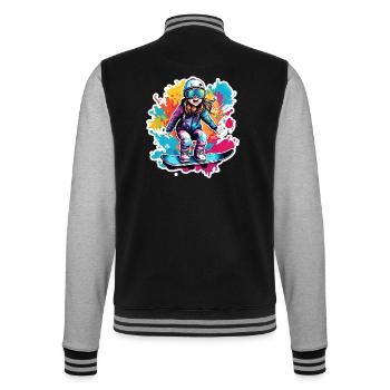 Snowboarder / Winter Sports / Piste / Snow / Alps - College Sweat Jacket - black/heather grey - Back - Marisol (170cm)