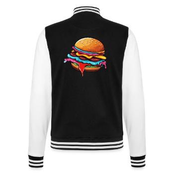 Burger / Fastfood / Essen / Brötchen / Rindfleisch - College-Sweatjacke - Schwarz/Weiß - Hinten - Marisol (170cm)