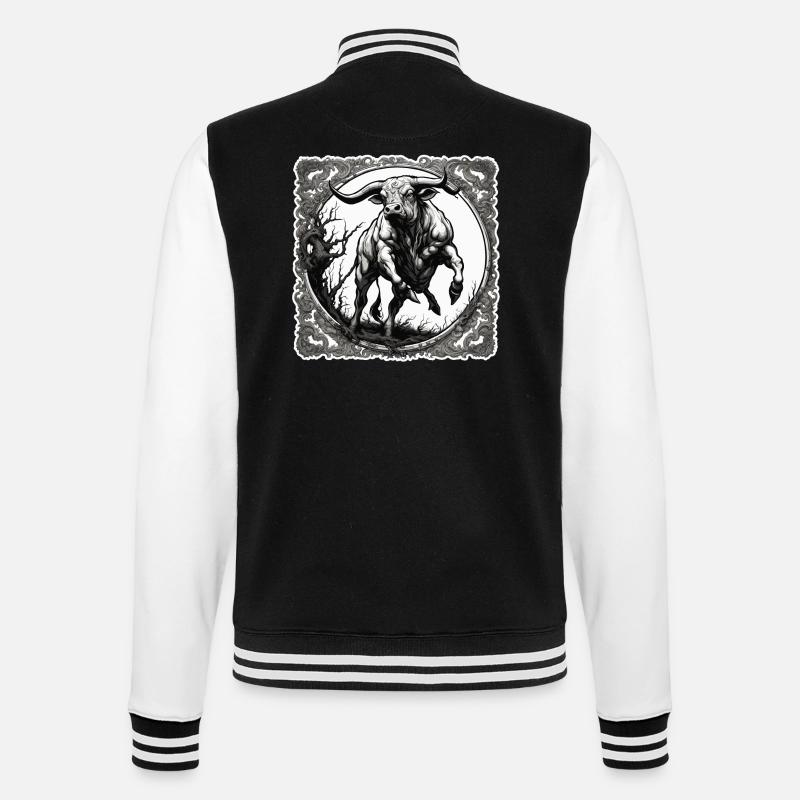 Stier / Bulle / Tier / Hörner / Stierkampf - College-Sweatjacke - Schwarz/Weiß