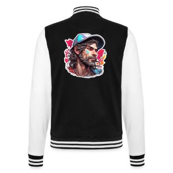 Type / Guy / Man / Male / Beard / Portrait - College Sweat Jacket - black/white - Back - Marisol (170cm)
