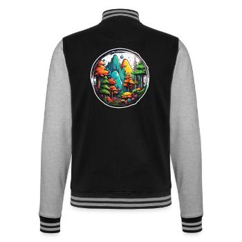 Forest / Wilderness / Nature / Trees / Green / Idyll - College Sweat Jacket - black/heather grey - Back - Marisol (170cm)